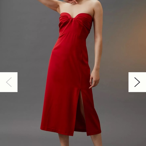 NWOT Anthropologie Mare Mare slim red midi dress - Picture 5 of 10
